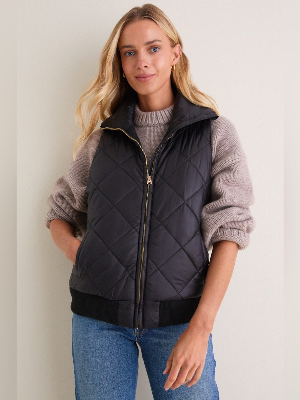 Tuckernuck Jackson Black Quilted Puffer Vest L Preppy Equestrian Quiet Luxury